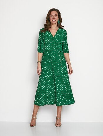 Robe mi longue cache-coeur pois