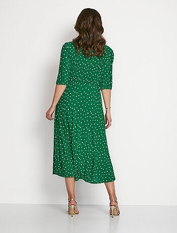 Robe mi longue cache-coeur pois