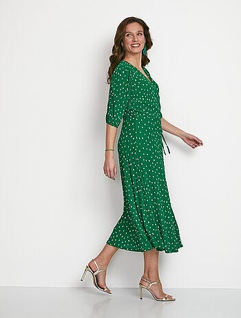 Robe mi longue cache-coeur pois