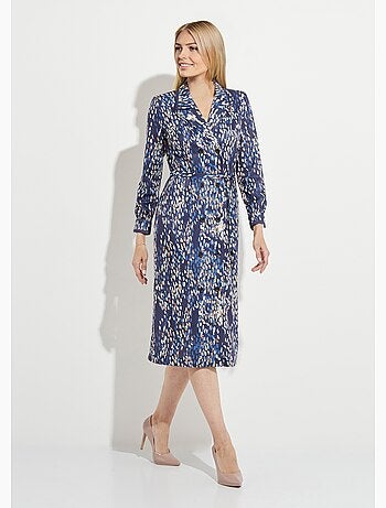 Robe mi longue col tailleur double boutonnage - Afibel