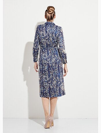 Robe mi longue col tailleur double boutonnage - Afibel