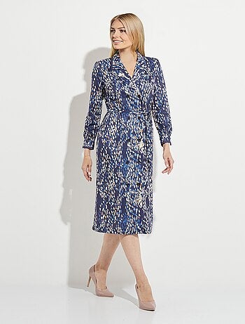 Robe mi longue col tailleur double boutonnage