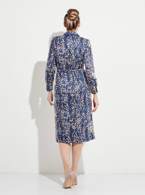 Robe mi longue col tailleur double boutonnage - Kiabi