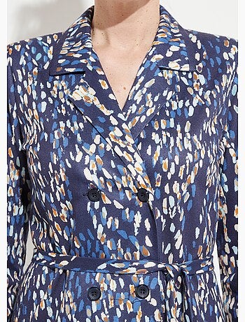 Robe mi longue col tailleur double boutonnage