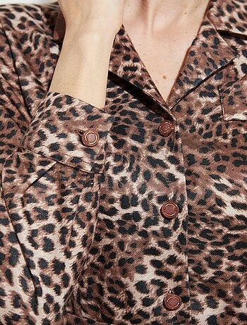 Robe mi longue col tailleur imprimé léopard