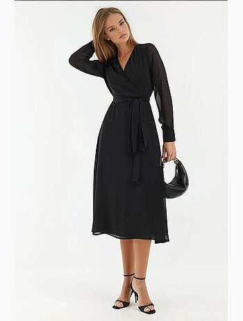 Robe mi-longue coupe a à col en v hiccup
