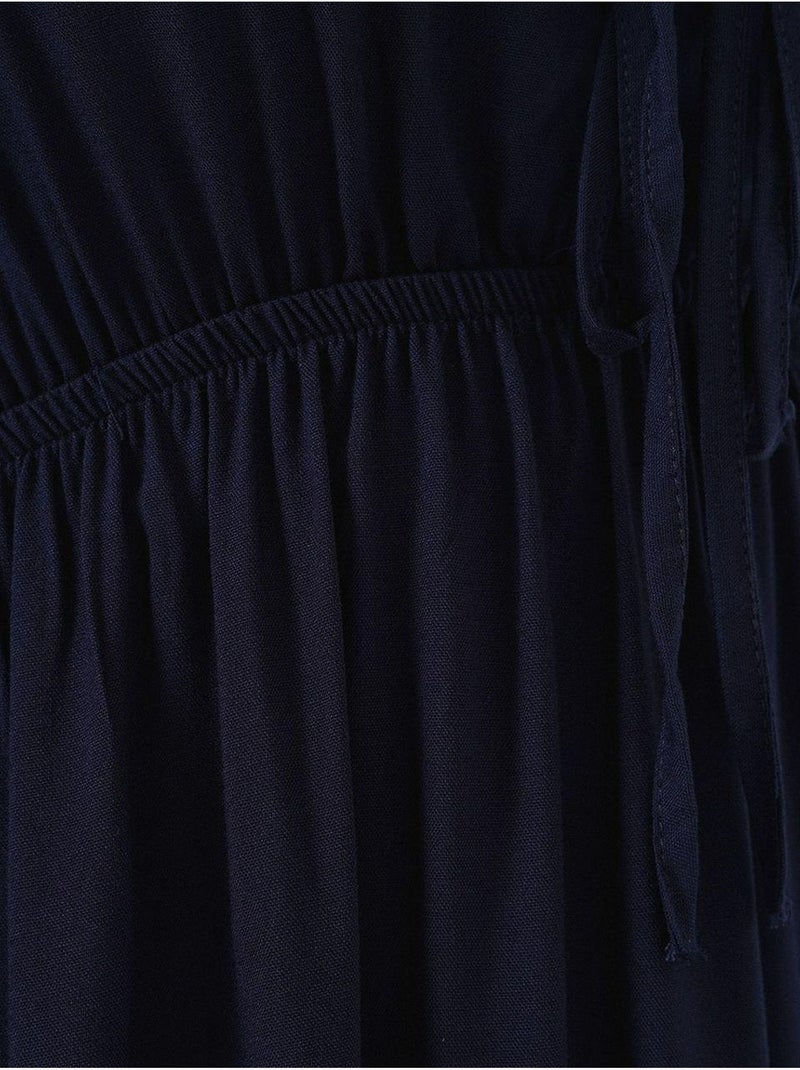 Robe mi-longue coupe a avec col en v et détails de reliure bdart Bleu marine - Kiabi