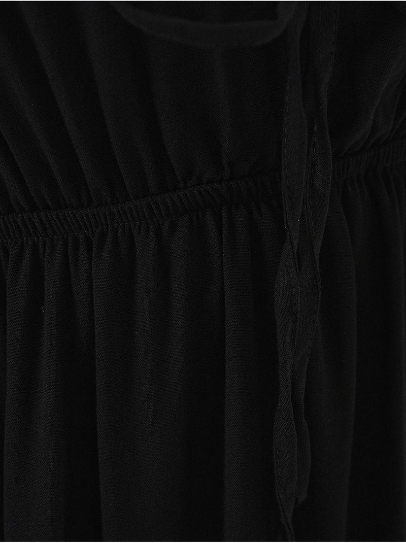 Robe mi-longue coupe a avec col en v et détails de reliure bdart Noir - Kiabi