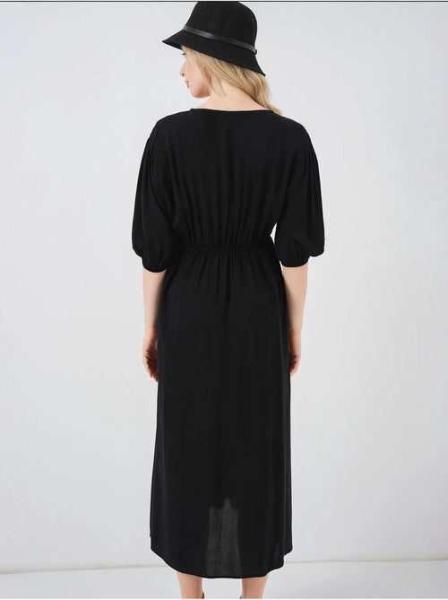 Robe mi-longue coupe a avec col en v et détails de reliure bdart - Kiabi