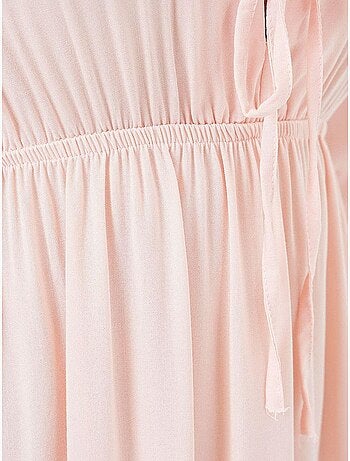 Robe mi-longue coupe a avec col en v et détails de reliure bdart