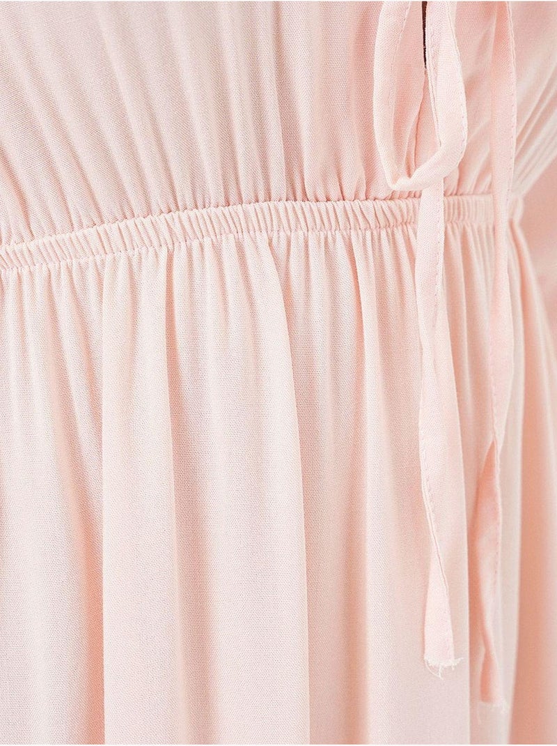Robe mi-longue coupe a avec col en v et détails de reliure bdart Rose pâle - Kiabi