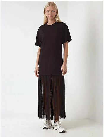 Robe mi-longue coupe confortable avec jupe en tulle collection pika