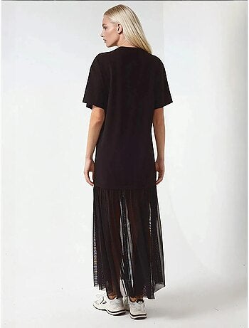 Robe mi-longue coupe confortable avec jupe en tulle collection pika
