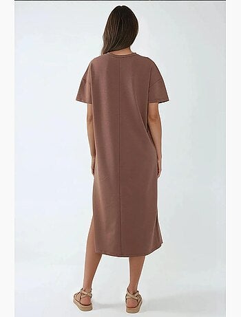 Robe mi-longue coupe décontractée à col ras du cou hiccup