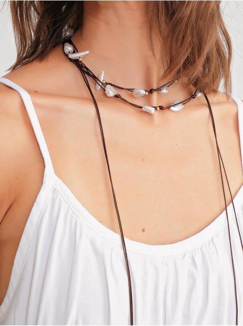 Robe mi-longue décontractée avec col carré et détails à volants mixray Blanc - Kiabi