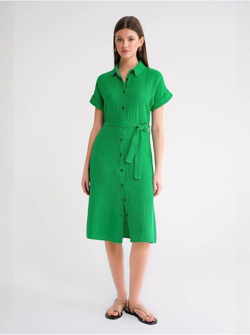 Robe mi-longue décontractée avec col chemise et fermeture à boutons mixray - Kiabi Robe mi-longue décontractée avec col chemise et fermeture à boutons mixray - Kiabi