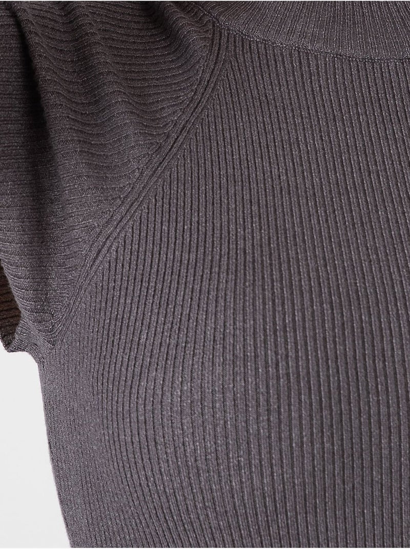 Robe mi-longue décontractée en tricot à col haut Gris - Kiabi
