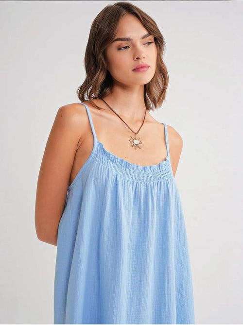 Robe mi-longue en coton avec détails à volants mixray - Kiabi Robe mi-longue en coton avec détails à volants mixray - Kiabi