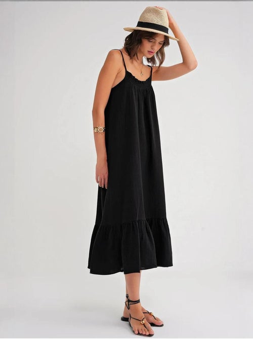 Robe mi-longue en coton avec détails à volants mixray - Kiabi Robe mi-longue en coton avec détails à volants mixray - Kiabi