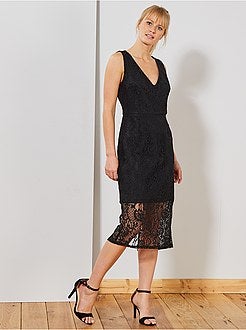 Robe mi longue en dentelle - Kiabi