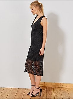 Robe mi longue en dentelle - Kiabi