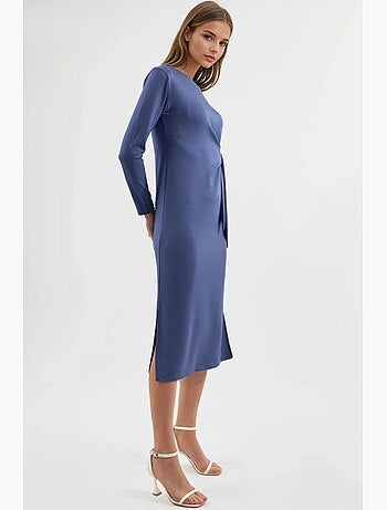 Robe mi-longue en maille à col rond hiccup