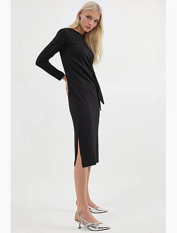 Robe mi-longue en maille à col rond hiccup