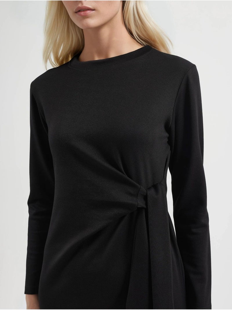 Robe mi-longue en maille à col rond hiccup Noir - Kiabi
