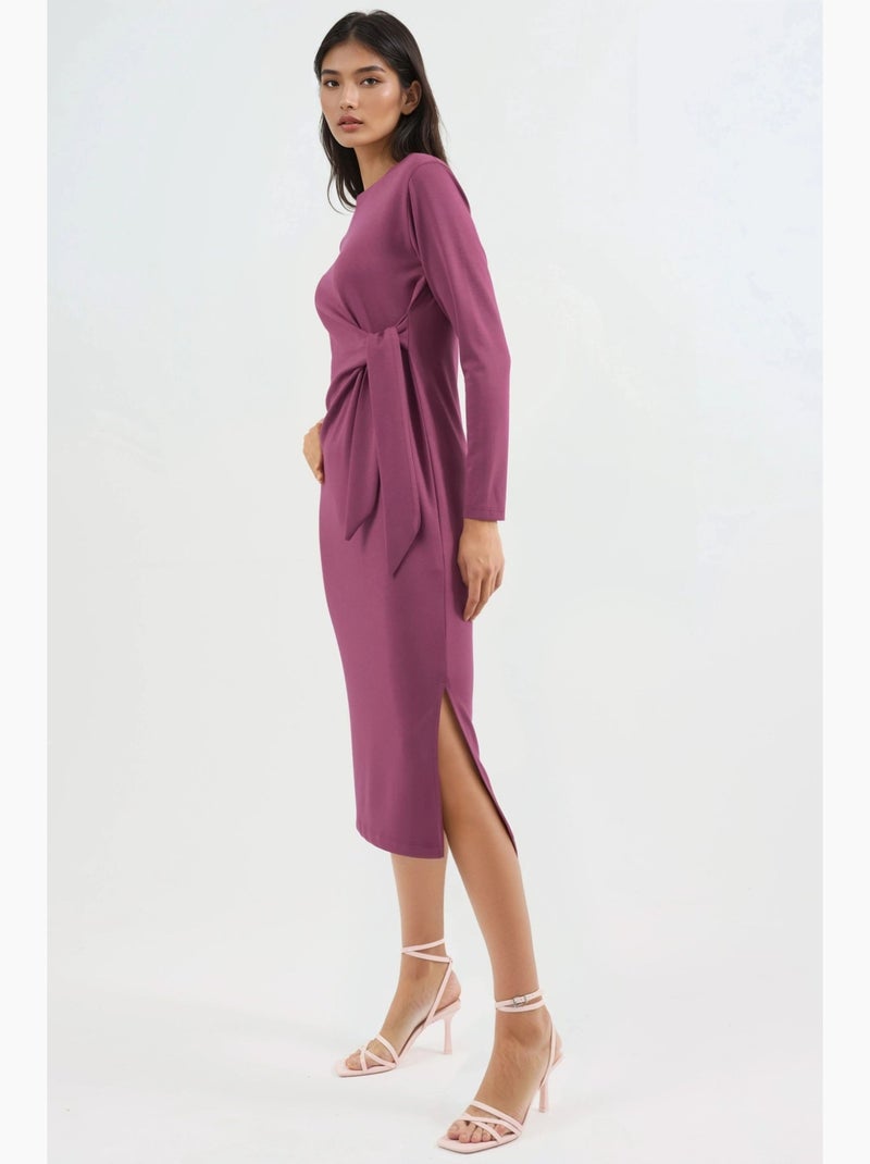 Robe mi-longue en maille à col rond hiccup Rouge bordeaux - Kiabi