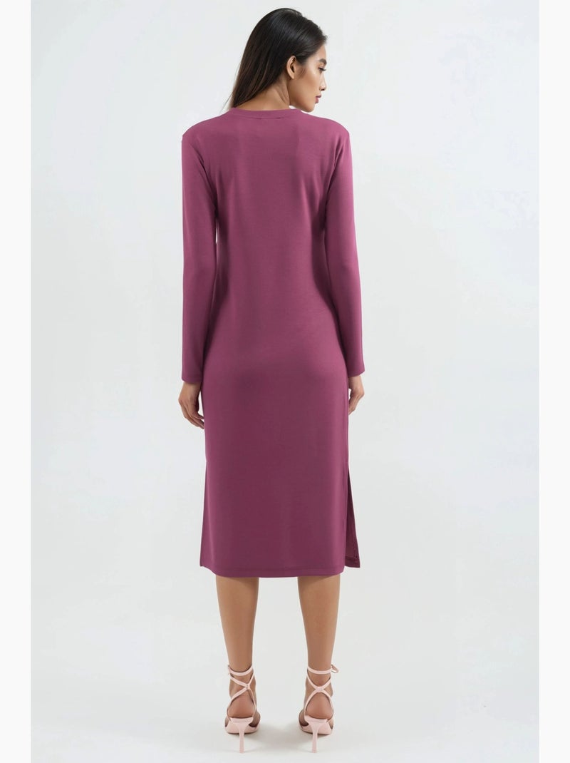 Robe mi-longue en maille à col rond hiccup Rouge bordeaux - Kiabi