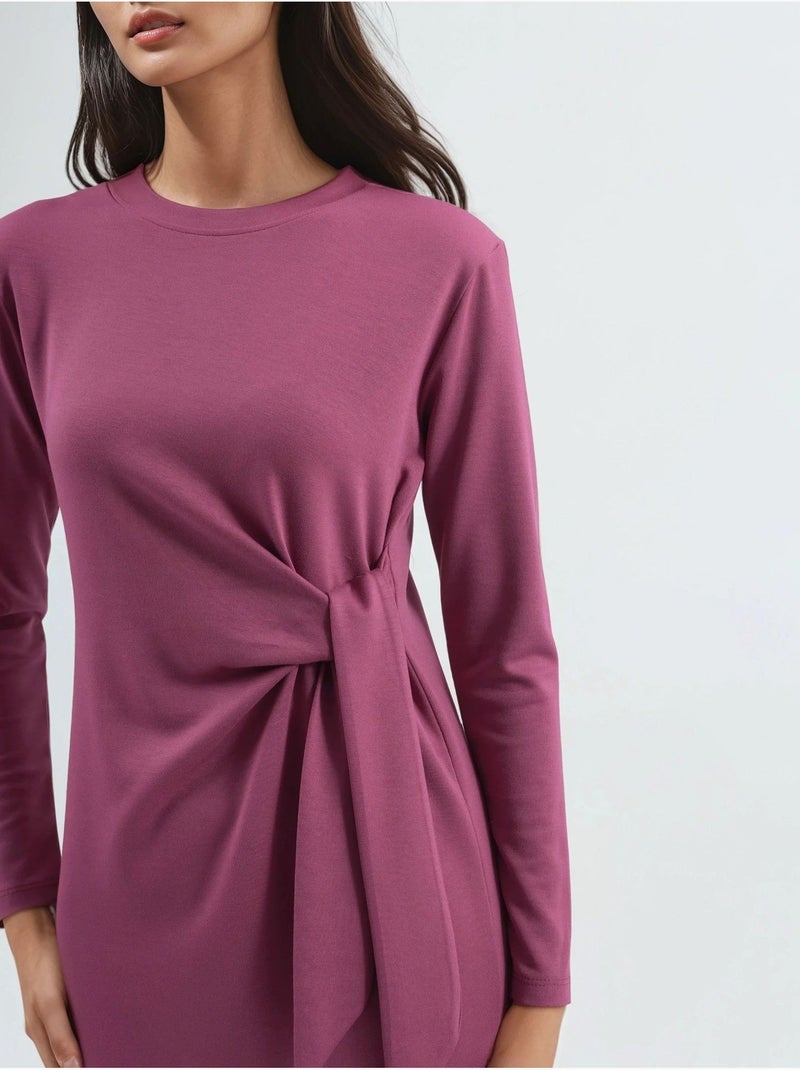 Robe mi-longue en maille à col rond hiccup Rouge bordeaux - Kiabi