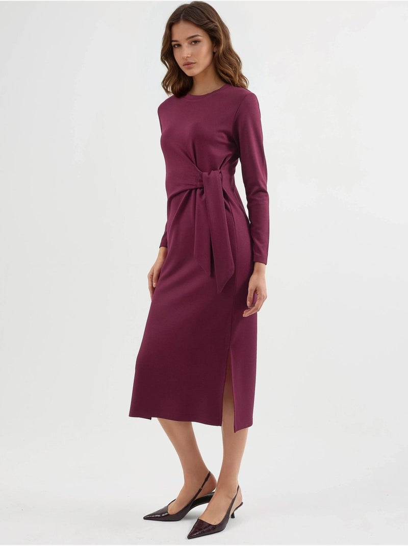 Robe mi-longue en maille à col rond hiccup Rouge cachemire - Kiabi