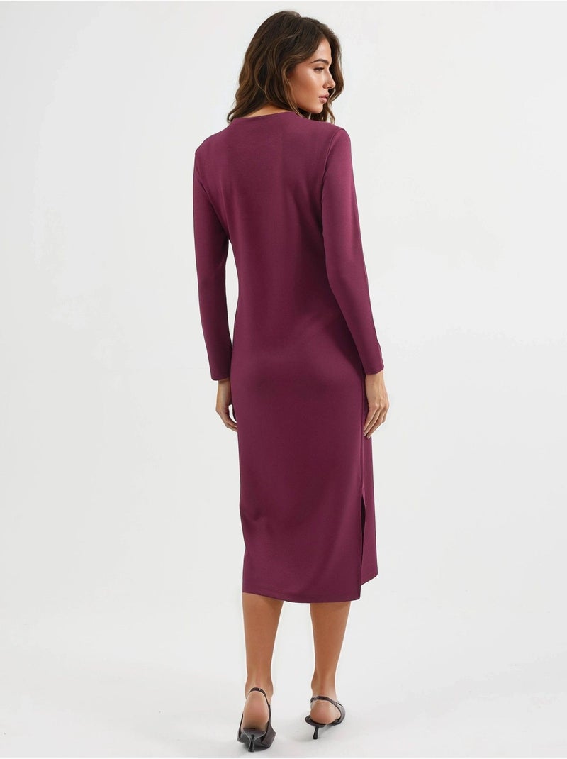 Robe mi-longue en maille à col rond hiccup Rouge cachemire - Kiabi