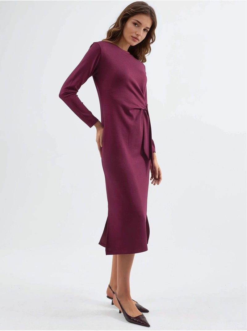 Robe mi-longue en maille à col rond hiccup Rouge cachemire - Kiabi