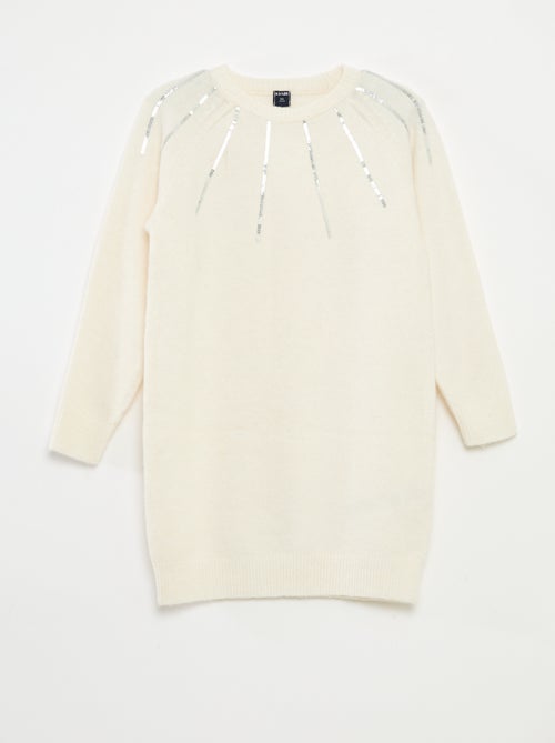 Robe mi-longue en maille avec sequins - Kiabi