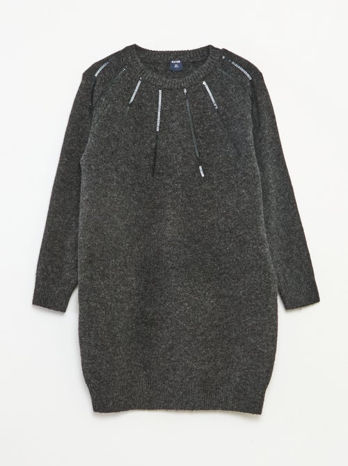 Robe mi-longue en maille avec sequins - Kiabi