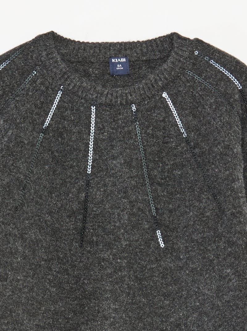 Robe mi-longue en maille avec sequins Gris - Kiabi