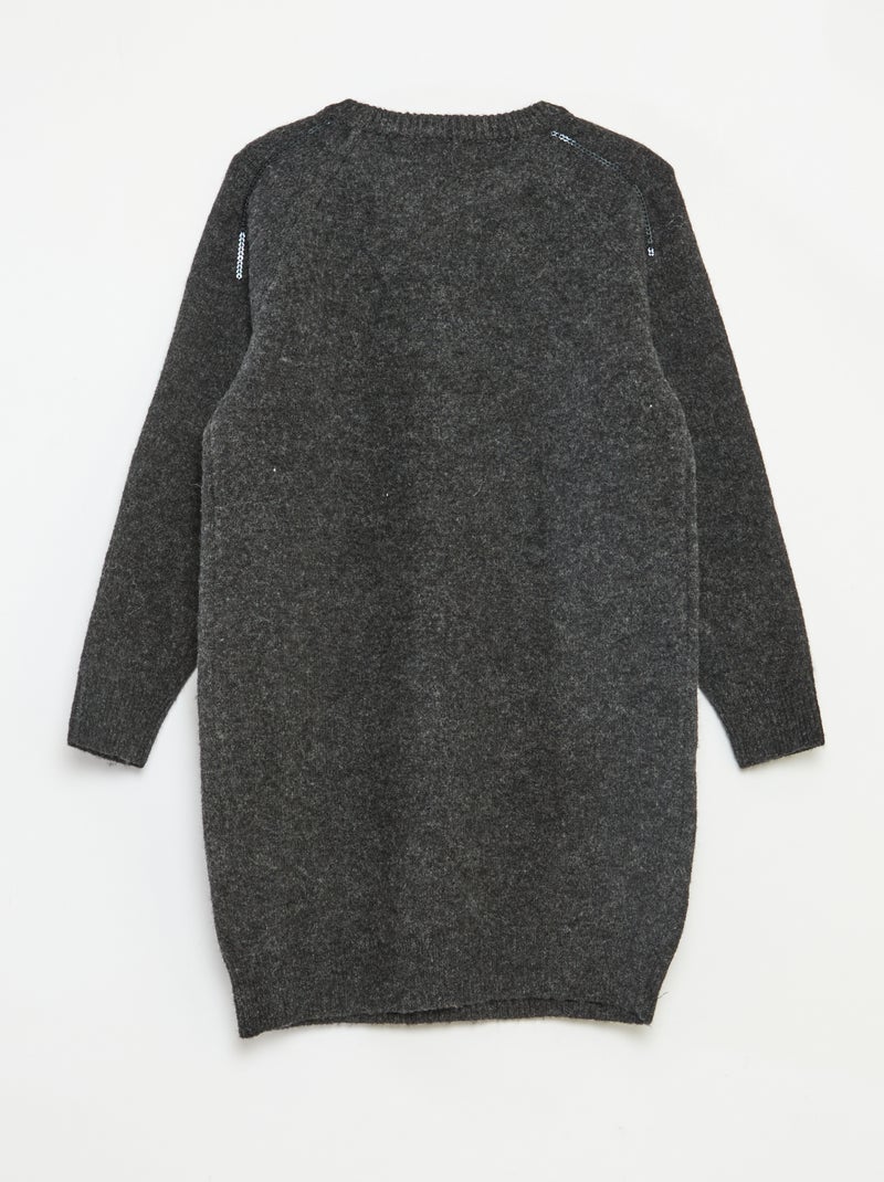 Robe mi-longue en maille avec sequins Gris - Kiabi
