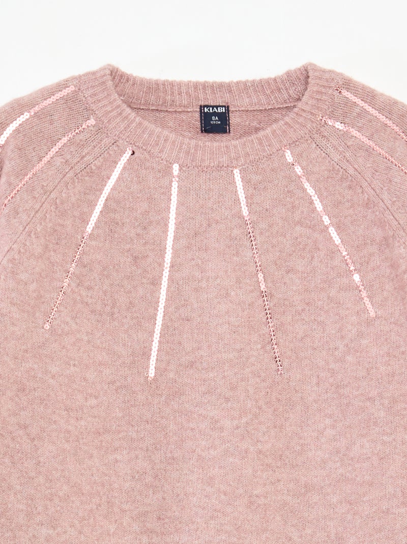 Robe mi-longue en maille avec sequins Rose - Kiabi