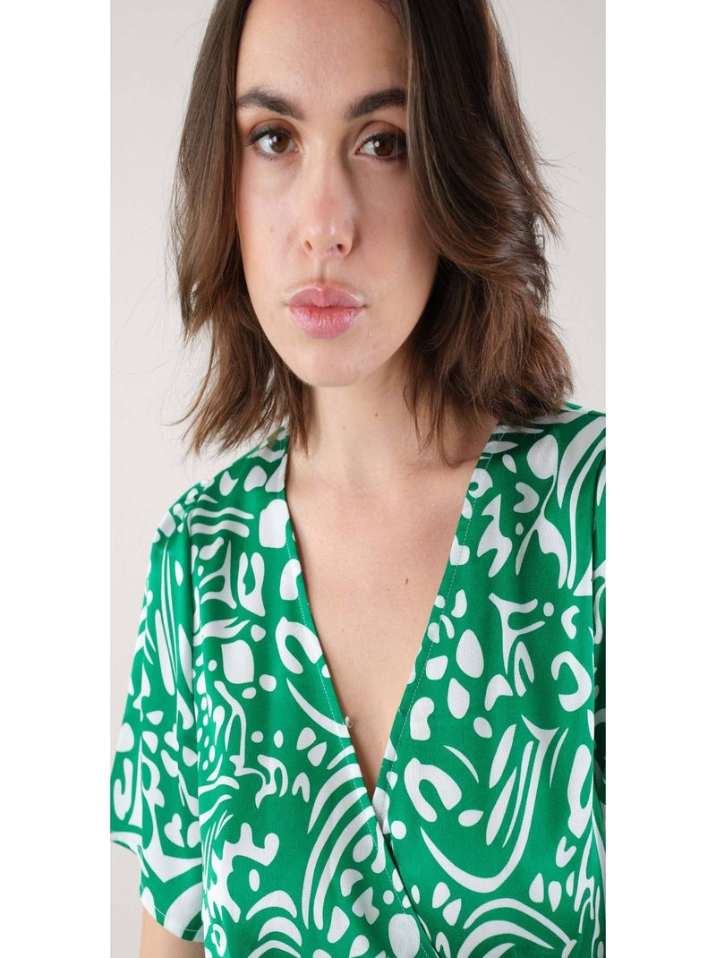 Robe mi-longue en satin 'Deeluxe' Vert - Kiabi