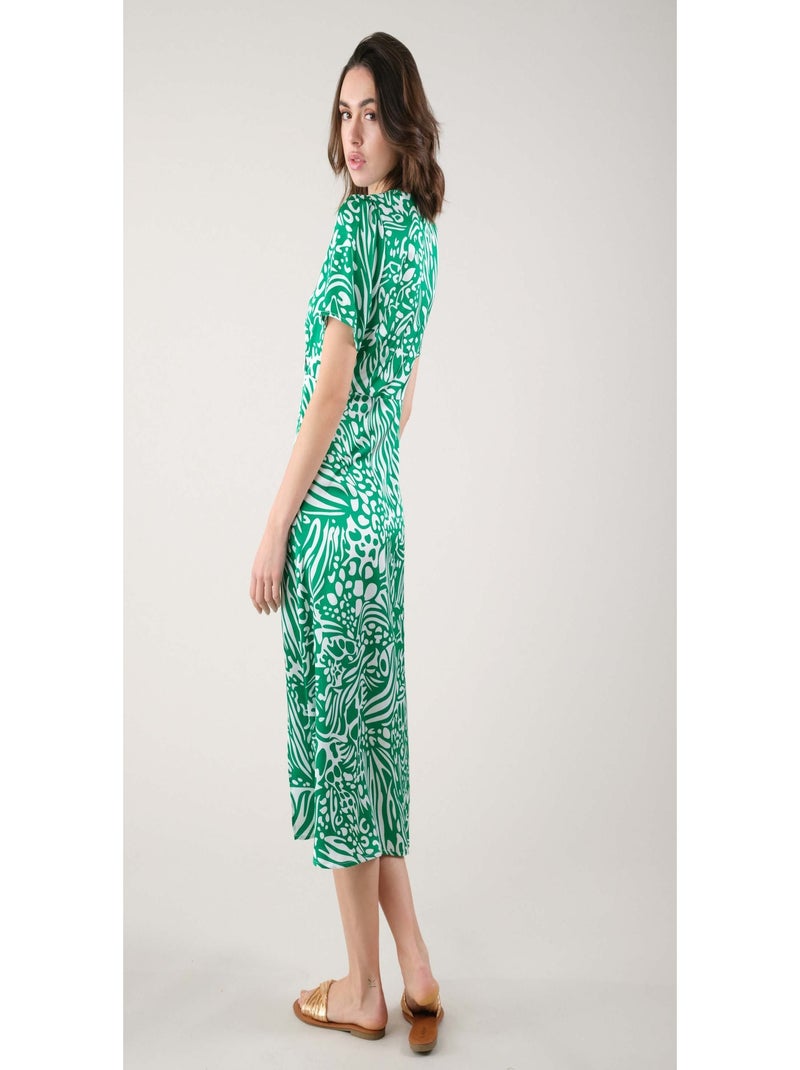 Robe mi-longue en satin 'Deeluxe' Vert - Kiabi