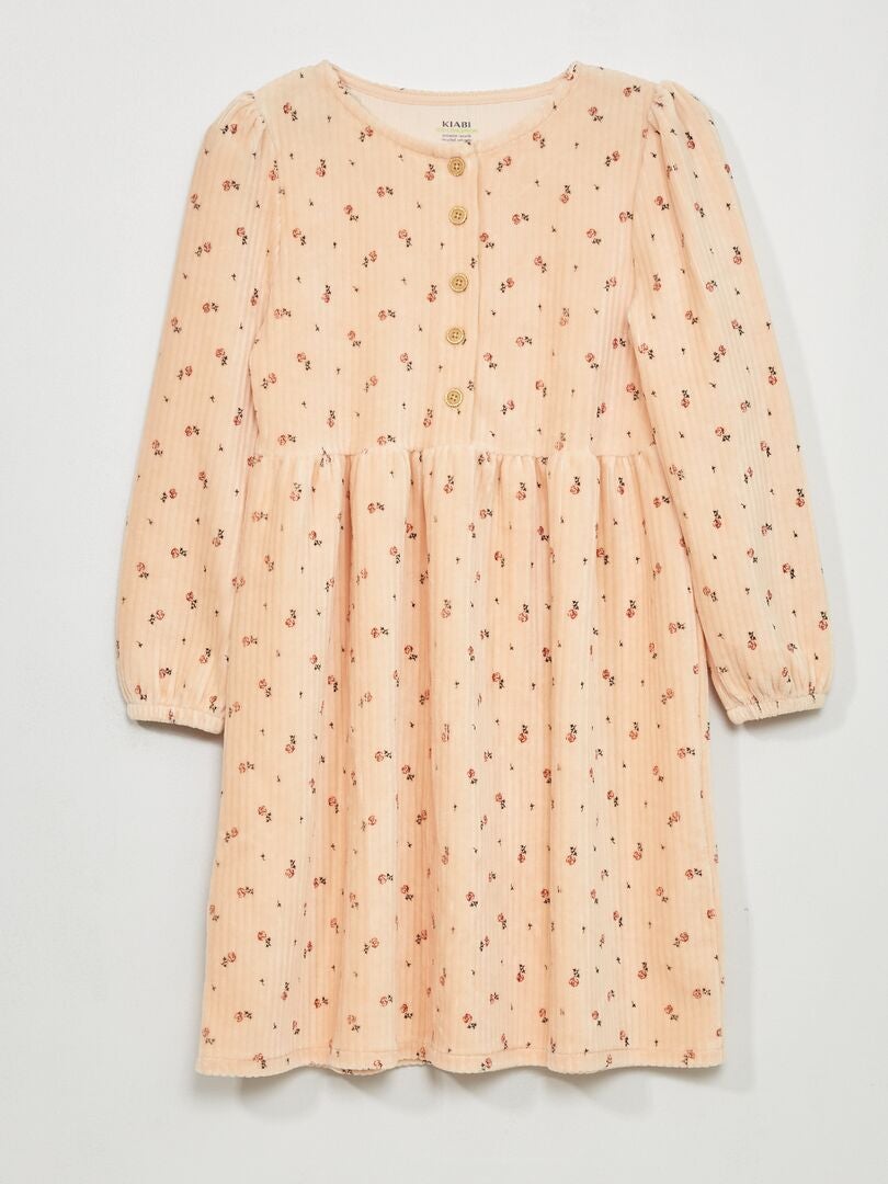 Robe Fille En Velours Côtelé à Fleurs – Marque Tea Collection – Taille 5 – Occasion