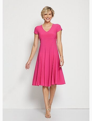 Robe mi-longue évasée col V - Afibel
