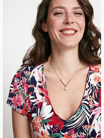 Robe mi-longue évasée col V - Afibel