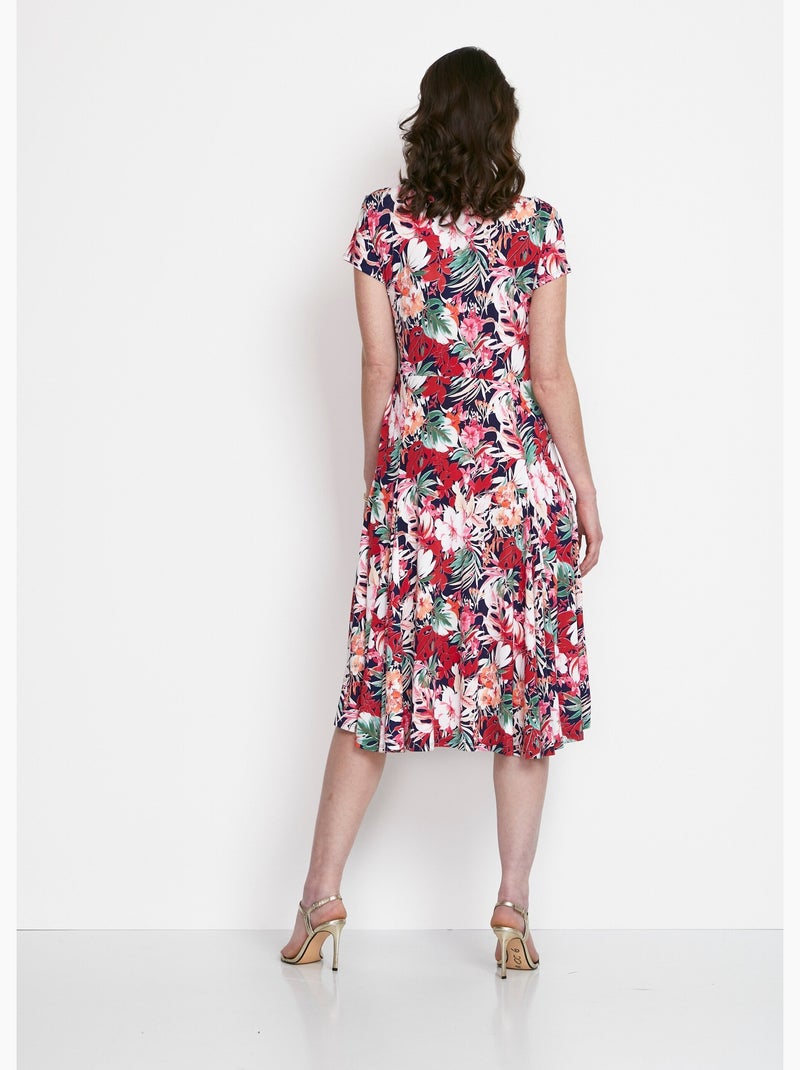 Robe mi-longue évasée col V - Afibel Rose fushia - Kiabi