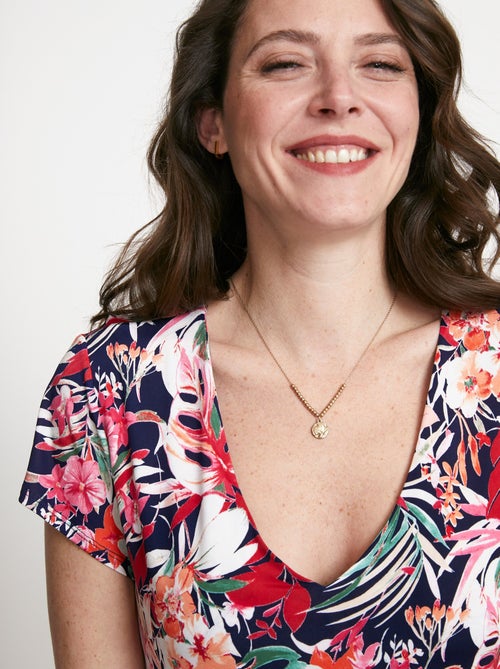 Robe mi-longue évasée col V - Kiabi