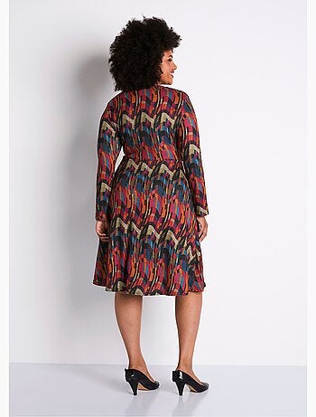 Robe mi-longue imprimée effet cache-coeur