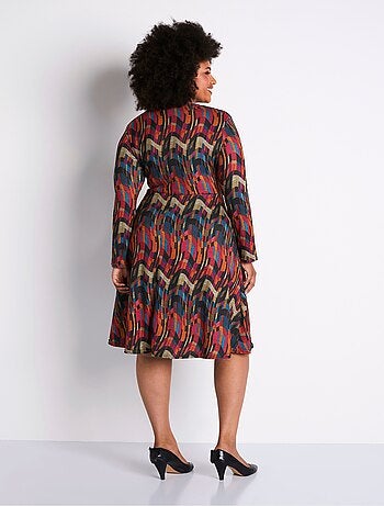 Robe mi-longue imprimée effet cache-coeur