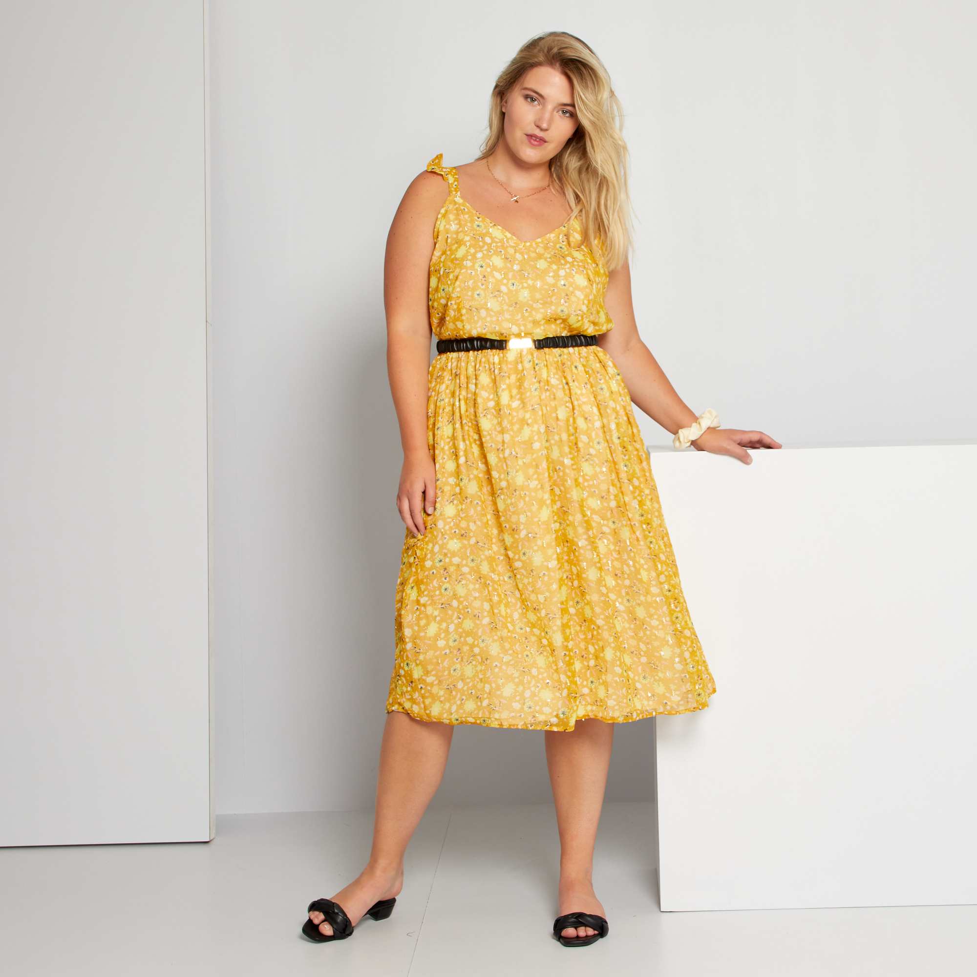 robe jaune mi longue