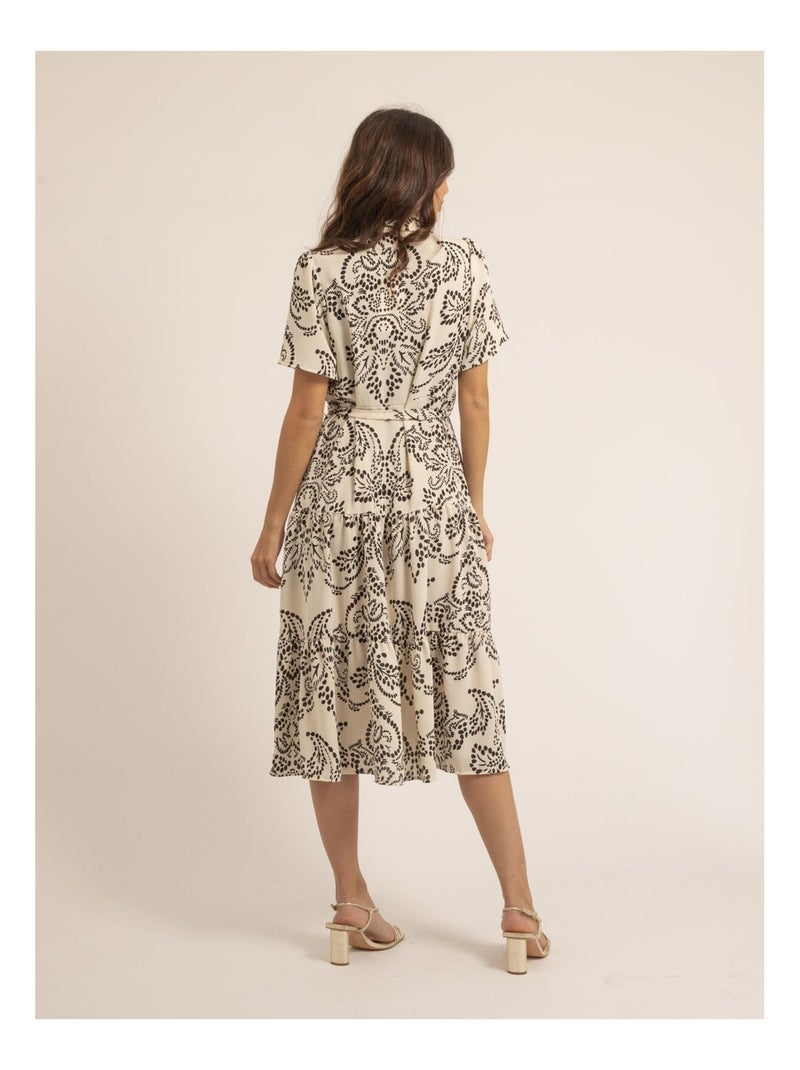 Robe mi-longue motifs IONELA Blanc - Kiabi